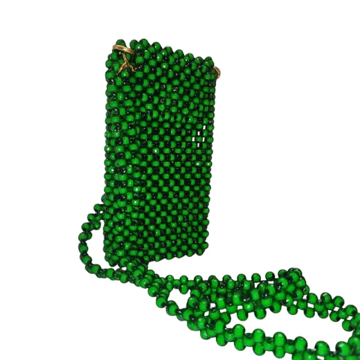 Handcrafted Acrylic Beaded Mobile Phone Bag Gold Accessories & 103cm Shoulder Strap Elegant Crossbody Purse for Women Unique Gift, Made with Love - Image 3