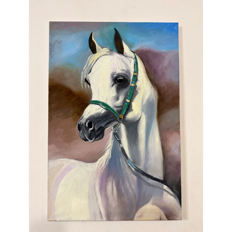 Handmade Thoroughbred Horse Artwork 60x40cm Unique Signed Piece for Elegant Home Décor - AS art