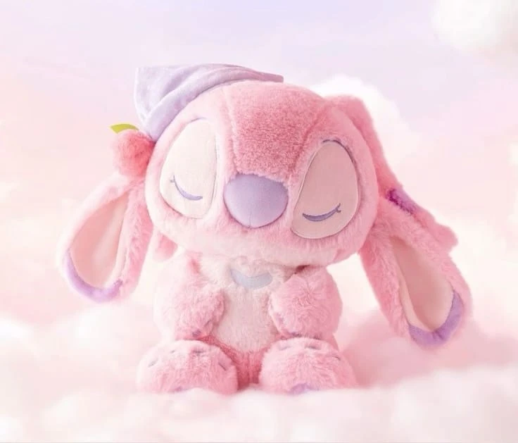 Sleepy Stitch & Angel Plush Doll, 35cm, Soft & Cuddly Toy for All Ages, Cute Bedtime or Room Decor, Pink - AS art