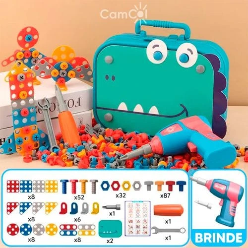 AS Art The Original Little Engineer Box 4D, 224 Pieces Building Set with Electric Drill, 43+ Patterns, STEM Toy for Kids Ages 3+ - AS art - Image 2