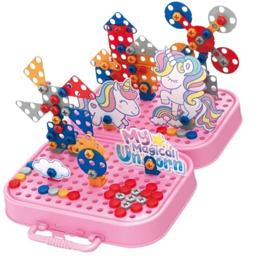 STEM Toys for 3 4 5 6 Year Old, Drill Toy for Kid,Construction Games with Toy Drill,Creative Engineering Building Kits,Kid Tool Set for Toddler Preschool,Christmas Gifts for Boy and Girl (Unicorn) - AS art - Image 2