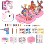 STEM Toys for 3 4 5 6 Year Old, Drill Toy for Kid,Construction Games with Toy Drill,Creative Engineering Building Kits,Kid Tool Set for Toddler Preschool,Christmas Gifts for Boy and Girl (Unicorn) - AS art