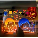  LED Lighted Drawing Board, 20x30cm Acrylic Surface with 7 Colored Pens, Stand & 2 Erasers, Creative Reusable Writing - AS art
