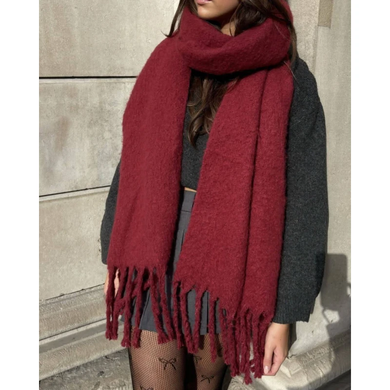 Heavy Winter Scarf with Fringes | Soft, Warm Polyester Scarf 220cm x 40cm, Elegant Winter Accessory for Everyday Wear & Gift - AS art
