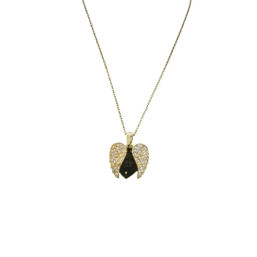 AURA Gold necklace in the shape of a wing with a hidden heart-shaped message color guaranteed AURA Gold necklace in the shape of a wing with a hidden heart-shaped message color guaranteed