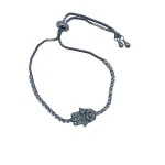 AURA Stylish silver zircon bracelet with a central Hand of Fatima and crystal-studded rope – free size and color-guaranteed, blending elegance and meaning - Aura