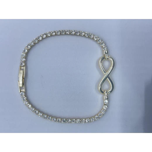 AURA Elegant gold zircon bracelet with sparkling crystals and a central infinity symbol – a timeless expression of eternal meaning. - Aura - Image 2