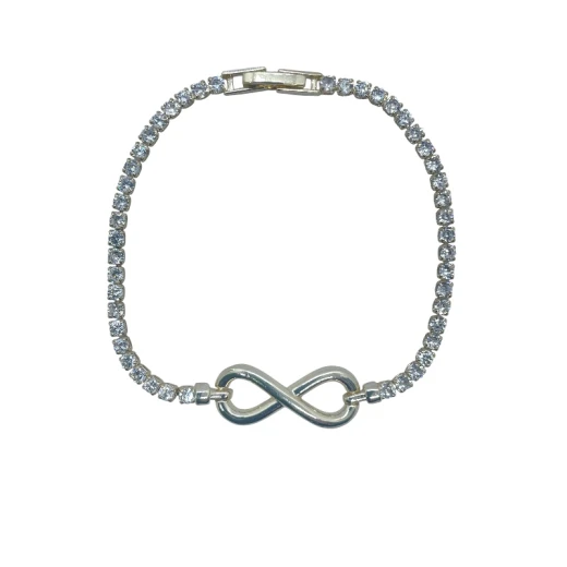 AURA Elegant gold zircon bracelet with sparkling crystals and a central infinity symbol – a timeless expression of eternal meaning. AURA Elegant gold zircon bracelet with sparkling crystals and a central infinity symbol – a timeless expression of eternal meaning.