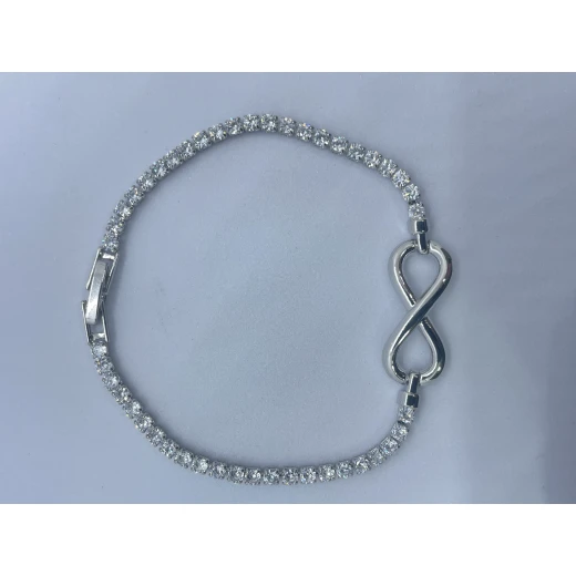 AURA Stylish silver zircon bracelet with shimmering crystals and a central infinity symbol – a blend of elegance and timeless meaning. - Aura - Image 2