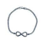 AURA Stylish silver zircon bracelet with shimmering crystals and a central infinity symbol – a blend of elegance and timeless meaning. - Aura