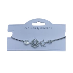 AURA Silver zircon free-size bracelet, star charm and a central circular charm adorned with pearls and crystals, a luxurious and elegant touch, color guaranteed