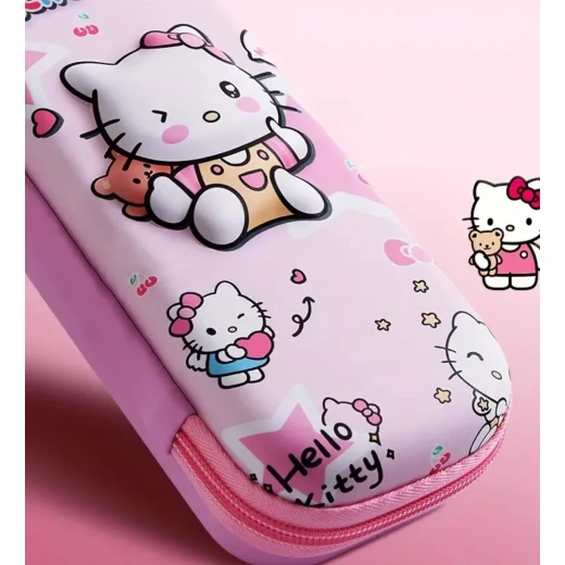 3D Hello Kitty Pencil Case for Girls Pink Hard Shell Large Capacity Stationery Organizer 23.5x10.5x4.5 cm - Snugsy - Image 3