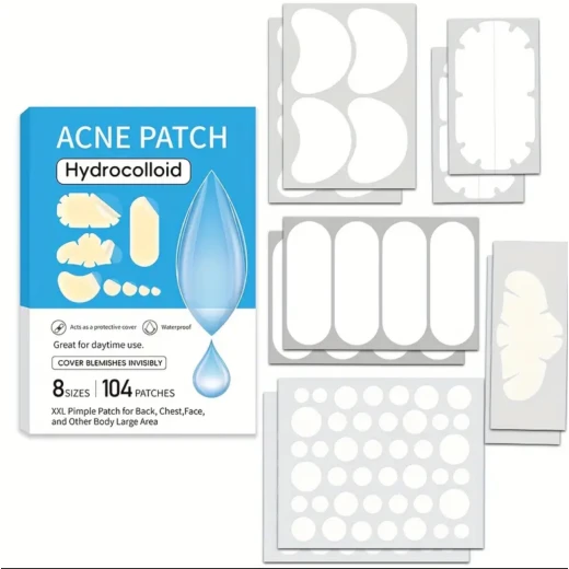 Hydrocolloid Acne Patches – 104 Pieces, 8 Sizes | Invisible Pimple Absorbing Stickers for Face & Body Hydrocolloid Acne Patches – 104 Pieces, 8 Sizes | Invisible Pimple Absorbing Stickers for Face & Body