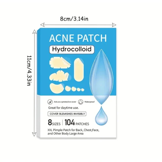 Hydrocolloid Acne Patches – 104 Pieces, 8 Sizes | Invisible Pimple Absorbing Stickers for Face & Body - Snugsy - Image 5