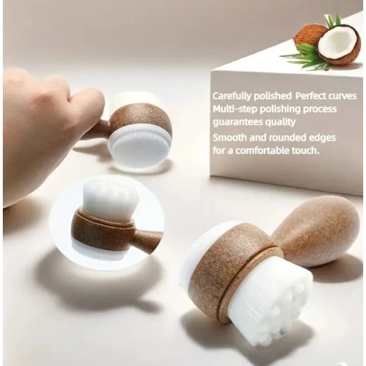 Natural Coconut Fiber Face & Body Brush | Eco-Friendly Manual Exfoliator for Deep Cleansing & Circulation | Sustainable Skincare Dry Brushing Tool - Snugsy - Image 4