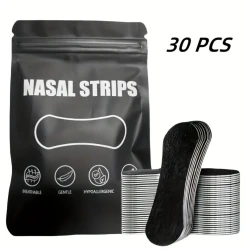 Premium Advanced Nasal Strips for Snoring Relief & Athletic Performance | Triple Flex Technology | Hypoallergenic & Medical Grade Airflow Boosters | 30 Pcs (Black)