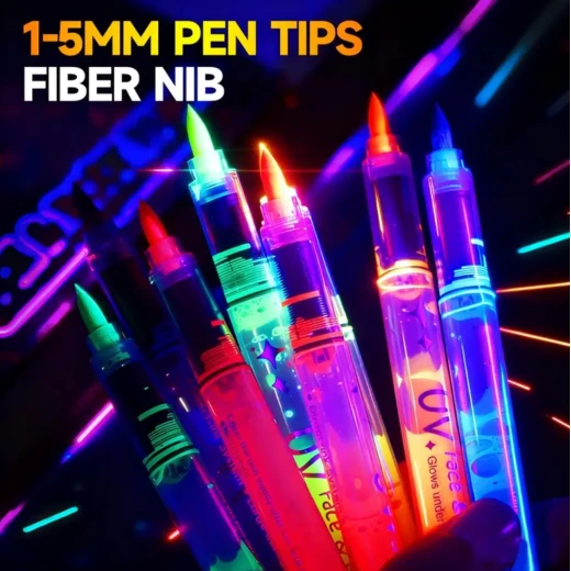UV Face and Body Paint – 8-Color Neon Set, Skin-Safe, Non-Toxic, Quick-Dry, Waterproof – Glows Under UV and Blacklight - Snugsy - Image 5
