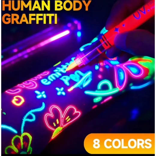 UV Face and Body Paint – 8-Color Neon Set, Skin-Safe, Non-Toxic, Quick-Dry, Waterproof – Glows Under UV and Blacklight - Snugsy - Image 6