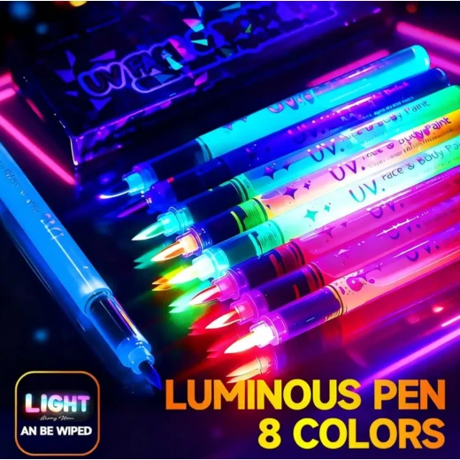UV Face and Body Paint – 8-Color Neon Set, Skin-Safe, Non-Toxic, Quick-Dry, Waterproof – Glows Under UV and Blacklight - Snugsy - Image 7