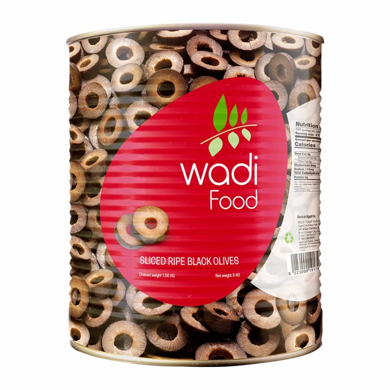 Wadi food Sliced black Ripe Olives 1.56kg - TIN - Wadi food