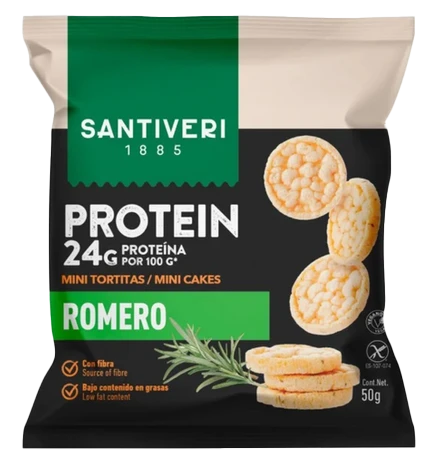 Santiveri Protein Mini Cakes Rosemary 50g – High-Protein, Gluten-Free Snack Cakes with Savory Rosemary Flavor, Perfect for Healthy Eating Santiveri Protein Mini Cakes Rosemary 50g – High-Protein, Gluten-Free Snack Cakes with Savory Rosemary Flavor, Perfect for Healthy Eating