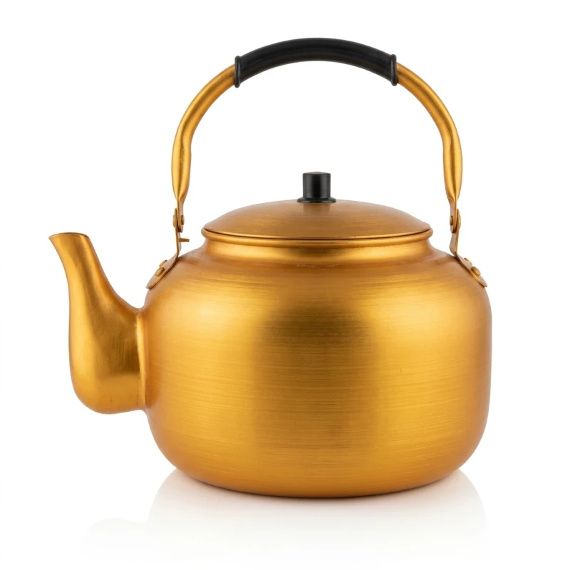 ATAD Premium 8L Gold-Yellow Aluminum Tea Pot – Heavy-Duty Camping & Hospitality Kettle - Atad