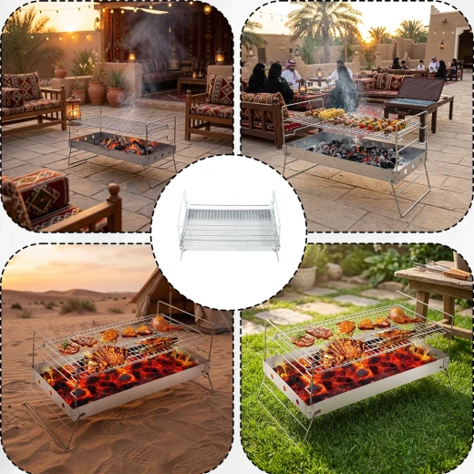 منقل شبك متنقل 33×60 سم – تحكم سهل بدرجة حرارة الشواء، متين ومناسب للاستخدام الخارجي من عتاد - عتاد - Image 2