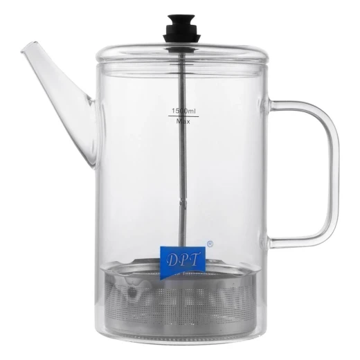 DPT Heat-Resistant Glass Teapot, 1.5L – Modern Design, Removable Filter, Flavor Control DPT Heat-Resistant Glass Teapot, 1.5L – Modern Design, Removable Filter, Flavor Control