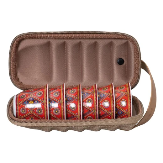 Saudi-Style Coffee Cup Set (6 pcs) with Najdi Maeen Pattern & Protective Case – Elegant & Travel-Ready Design - Atad - Image 6