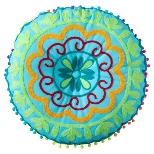 وسادة جلوس أرضية قماش كانفاس 45×45×10 سم – تركواز، تراثية، خفيفة ومريحة  - عتاد - Image 5