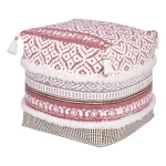 DPT Pink Patterned Cotton Seat Cushion  35×35×35 cm – Soft Support, Lightweight & Versatile - Dpt