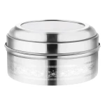 ALSANIDI Aluminum Date Bowl 12cm – 0.68L – with Clear Lid - AlSANIDI