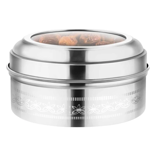 ALSANIDI Aluminum Date Bowl 12cm – 0.68L – with Clear Lid - AlSANIDI - Image 4