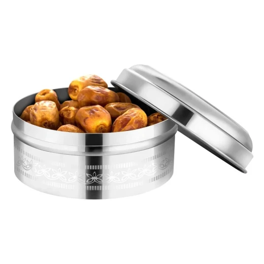 ALSANIDI Aluminum Date Bowl 12cm – 0.68L – with Clear Lid - AlSANIDI - Image 5