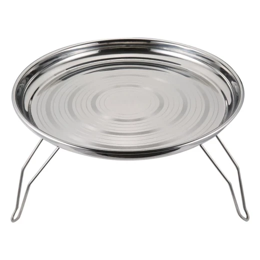 Atad Heavy-Duty Stainless Steel Round Tray with Foldable Legs – 35 cm – Durable, Stable & Easy to Clean