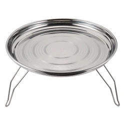Atad Heavy-Duty Stainless Steel Round Tray with Foldable Legs – 25 cm – Durable, Stable & Easy to Clean