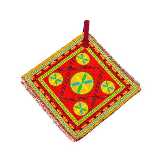 Traditional Cotton Pot Holder 17 cm – Red – Najdi Design, Heat Resistant, Durable for Daily Use