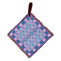 Traditional Cotton Pot Holder 17 cm – Lavender Color – Najdi Heritage Design, Heat Protection & Durability – Chanel Fabric