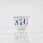 Atad Arabic Coffee Cup Set – 6 Pcs Porcelain with Traditional Rose Pattern, White × Blue - Atad