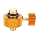 Atad Outdoor Camping Stove Gas Tank Adapter – Copper Gas Cylinder Head Adapter with Control Knob for Camping & Household Use - Atad