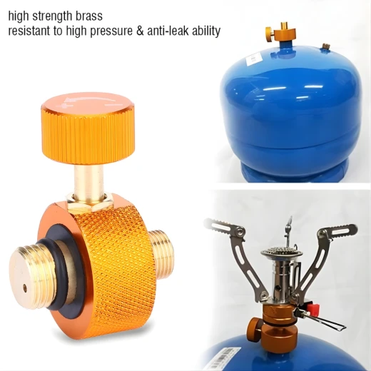 Atad Outdoor Camping Stove Gas Tank Adapter – Copper Gas Cylinder Head Adapter with Control Knob for Camping & Household Use - Atad - Image 4