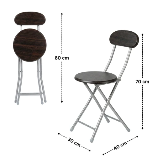 Atad Foldable Round Wooden Chair, Brown – Lightweight & Elegant for Camping and Outdoor Gatherings - Atad - Image 3