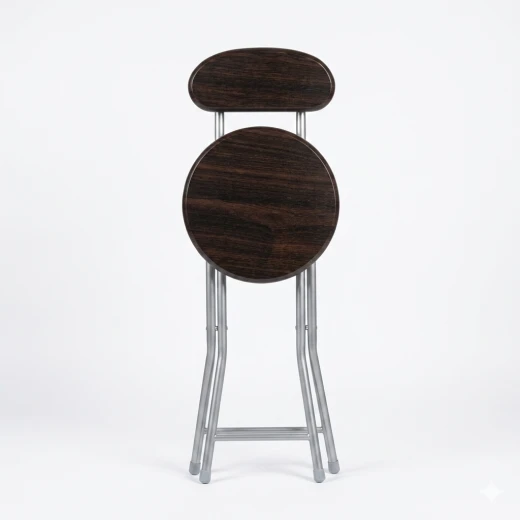 Atad Foldable Round Wooden Chair, Brown – Lightweight & Elegant for Camping and Outdoor Gatherings - Atad - Image 4