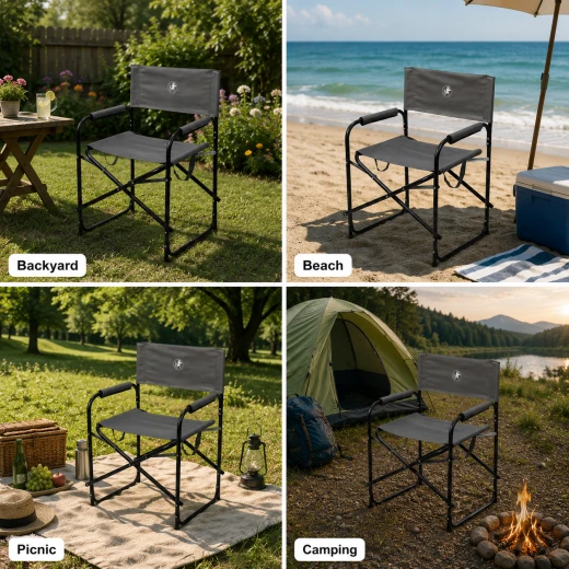 Atad Executive Folding Chair, Grey – Lightweight, Durable & Easy to Carry for Outdoor Activities - Atad - Image 2