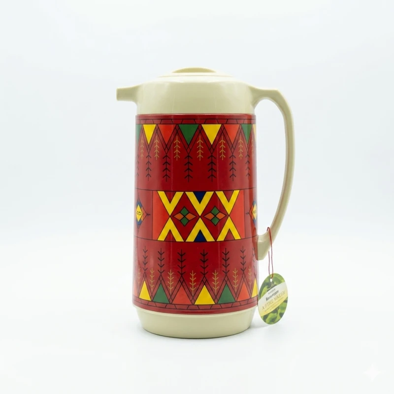 ATAD Premium 1-Liter Thermal Flask Dallah with Traditional Sadu Patterns – Luxury Heritage Coffee & Tea Vacuum Thermos - Atad