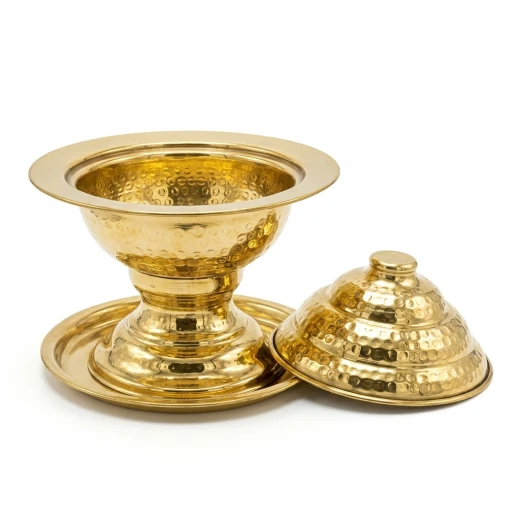 Atad Brass Date Serving Bowl with Lid 14cm – Elegant Traditional Design for Dates & Snacks - Atad - Image 4
