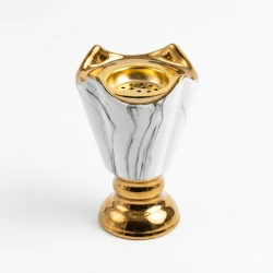 ATAD Luxury Marble Incense Burner with Gold Base ($8 \times 14$ cm) – Elegant Waves Bakhoor Holder