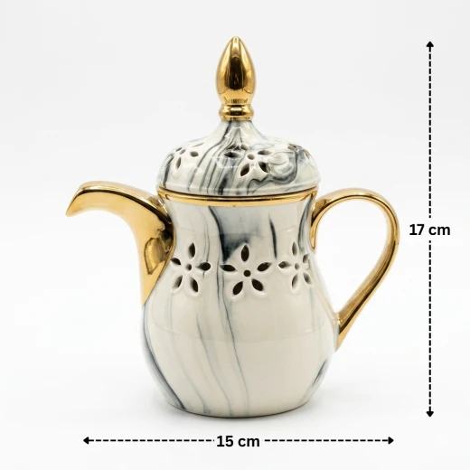 Atad Golden Arabic Dallah Style Marble Incense Burner – Luxury Bakhoor Holder - Atad - Image 2