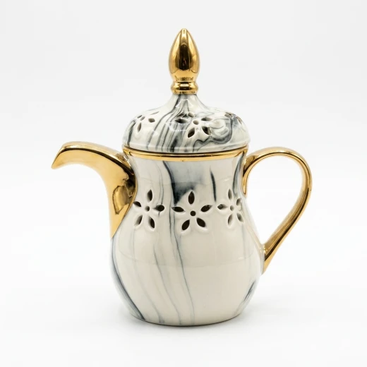 Atad Golden Arabic Dallah Style Marble Incense Burner – Luxury Bakhoor Holder Atad Golden Arabic Dallah Style Marble Incense Burner – Luxury Bakhoor Holder