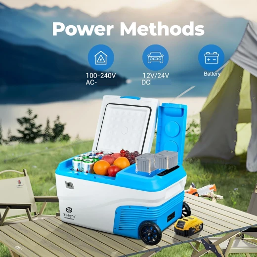 TOBY'S TR-32 Rechargeable 32L Portable Car Fridge & Freezer – 60W Compressor, Smart App Control, Removable Battery, Wheels & Pull Handle for Outdoor Camping - Tobys - Image 8